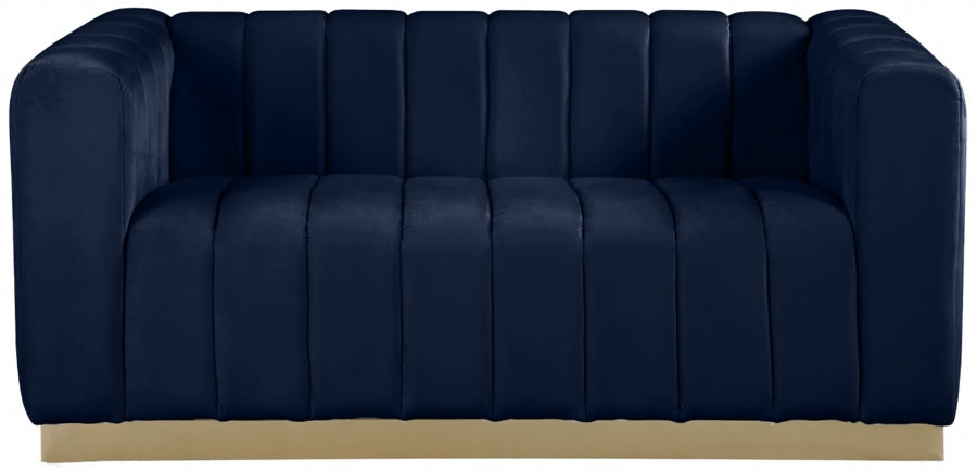 Marlon Blue Velvet Loveseat from Meridian - Luna Furniture