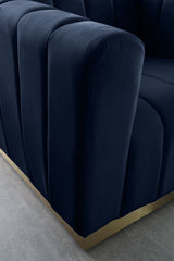 Marlon Blue Velvet Loveseat from Meridian - Luna Furniture