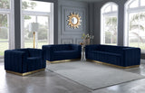 Marlon Blue Velvet Loveseat from Meridian - Luna Furniture