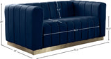 Marlon Blue Velvet Loveseat from Meridian - Luna Furniture