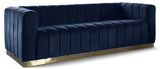 Marlon Blue Velvet Sofa from Meridian - Luna Furniture