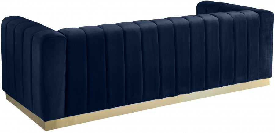 Marlon Blue Velvet Sofa from Meridian - Luna Furniture