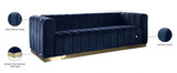 Marlon Blue Velvet Sofa from Meridian - Luna Furniture