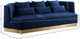 Marquis Blue Velvet Sofa from Meridian - Luna Furniture