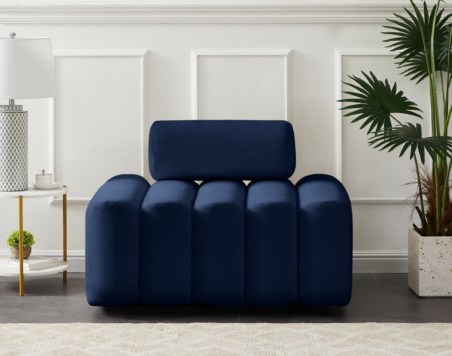 Melody Blue Velvet Chair from Meridian - Luna Furniture