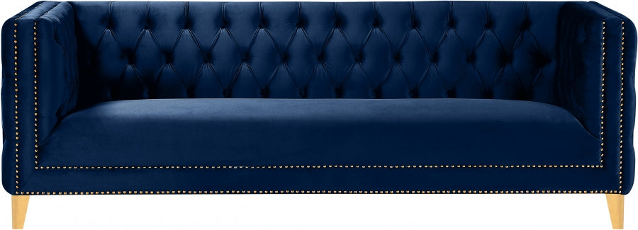 Michelle Blue Velvet Sofa from Meridian - Luna Furniture