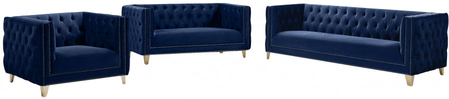 Michelle Blue Velvet Sofa from Meridian - Luna Furniture