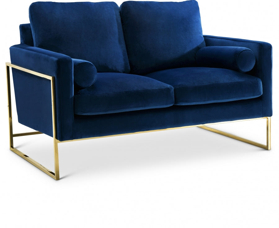 Mila Blue Velvet Loveseat from Meridian - Luna Furniture