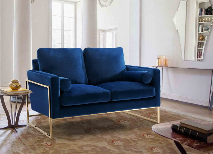 Mila Blue Velvet Loveseat from Meridian - Luna Furniture