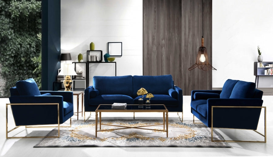 Mila Blue Velvet Loveseat from Meridian - Luna Furniture