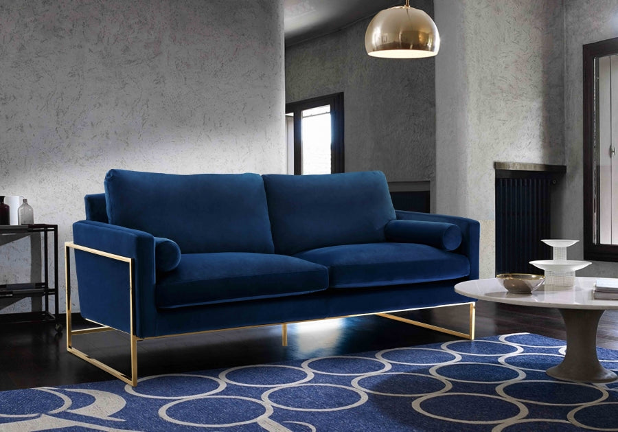 Mila Blue Velvet Sofa from Meridian - Luna Furniture