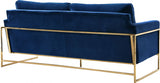 Mila Blue Velvet Sofa from Meridian - Luna Furniture