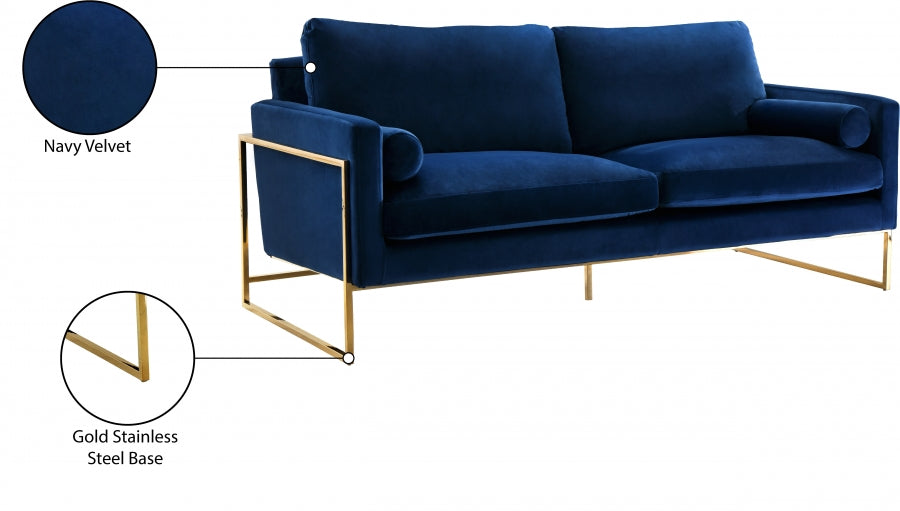 Mila Blue Velvet Sofa from Meridian - Luna Furniture