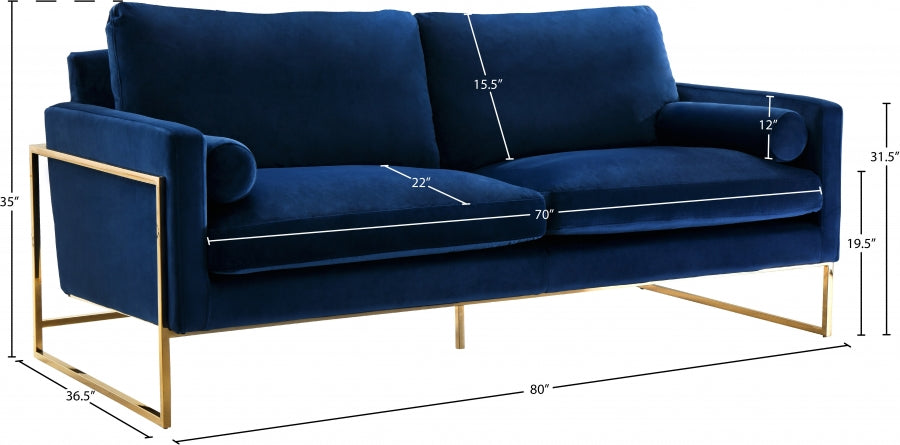 Mila Blue Velvet Sofa from Meridian - Luna Furniture