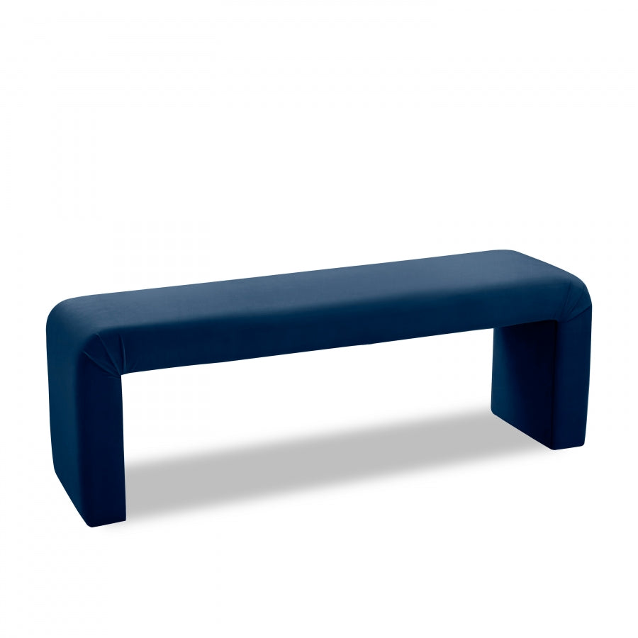 Minimalist Blue Velvet Bench from Meridian - Luna Furniture