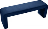 Minimalist Blue Velvet Bench from Meridian - Luna Furniture