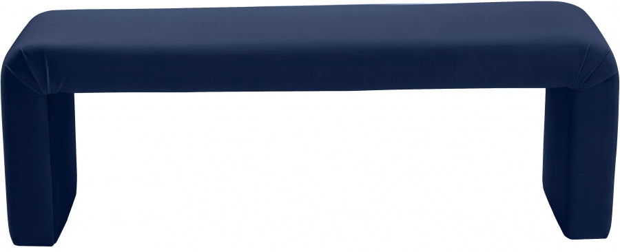 Minimalist Blue Velvet Bench from Meridian - Luna Furniture