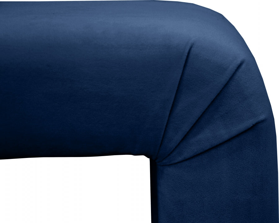 Minimalist Blue Velvet Bench from Meridian - Luna Furniture