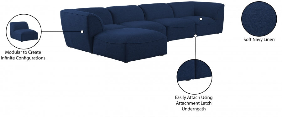 Miramar Blue Modular Sectional from Meridian - Luna Furniture