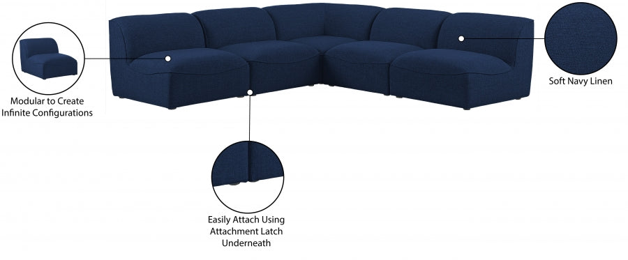 Miramar Blue Modular Sectional from Meridian - Luna Furniture