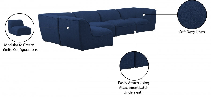 Miramar Blue Modular Sectional from Meridian - Luna Furniture