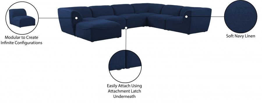 Miramar Blue Modular Sectional from Meridian - Luna Furniture