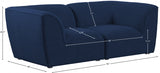 Miramar Blue Modular Loveseat from Meridian - Luna Furniture