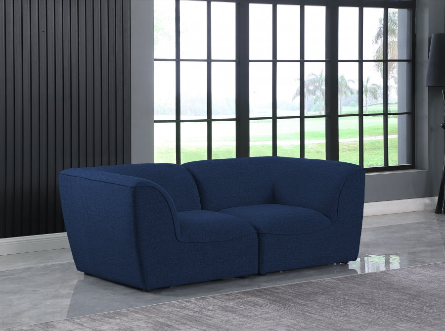 Miramar Blue Modular Loveseat from Meridian - Luna Furniture