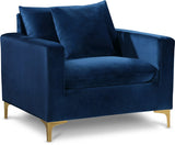 Naomi Blue Velvet Chair from Meridian - Luna Furniture