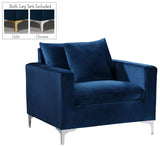 Naomi Blue Velvet Chair from Meridian - Luna Furniture