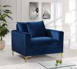 Naomi Blue Velvet Chair from Meridian - Luna Furniture