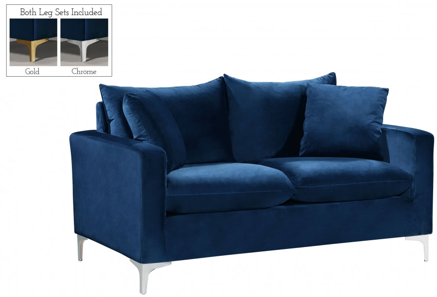 Naomi Blue Velvet Loveseat from Meridian - Luna Furniture