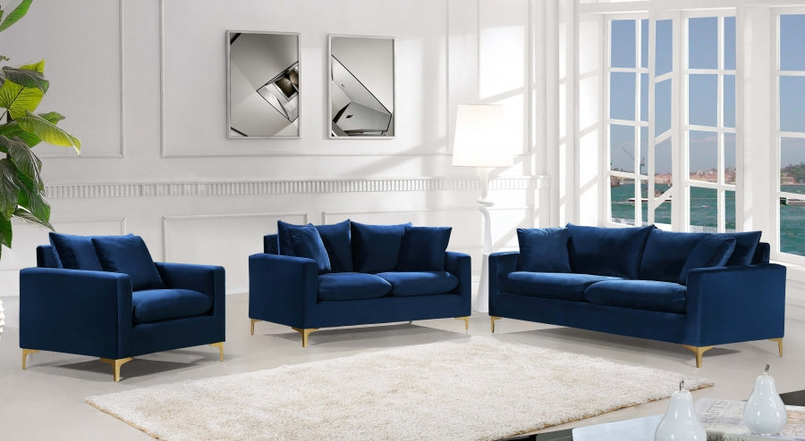 Naomi Blue Velvet Loveseat from Meridian - Luna Furniture