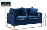 Naomi Blue Velvet Loveseat from Meridian - Luna Furniture