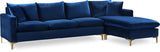 Naomi Blue Velvet Reversible Sectional from Meridian - Luna Furniture