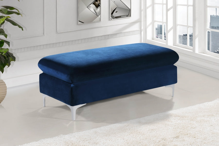 Naomi Blue Velvet Reversible Sectional from Meridian - Luna Furniture