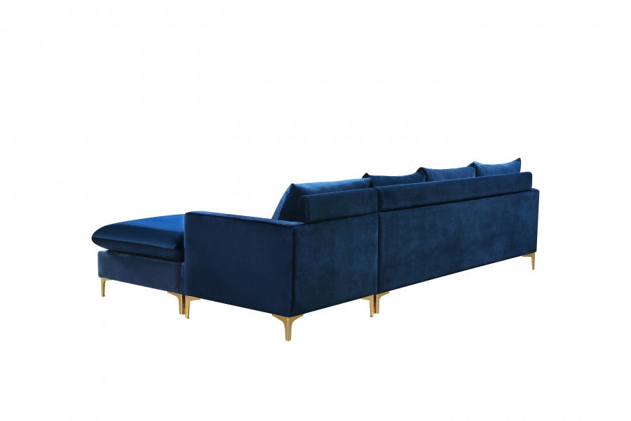 Naomi Blue Velvet Reversible Sectional from Meridian - Luna Furniture