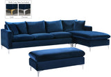 Naomi Blue Velvet Reversible Sectional from Meridian - Luna Furniture