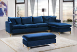 Naomi Blue Velvet Reversible Sectional from Meridian - Luna Furniture