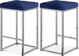 Nicola Blue Velvet Counter Stool, Set of 2 from Meridian - Luna Furniture