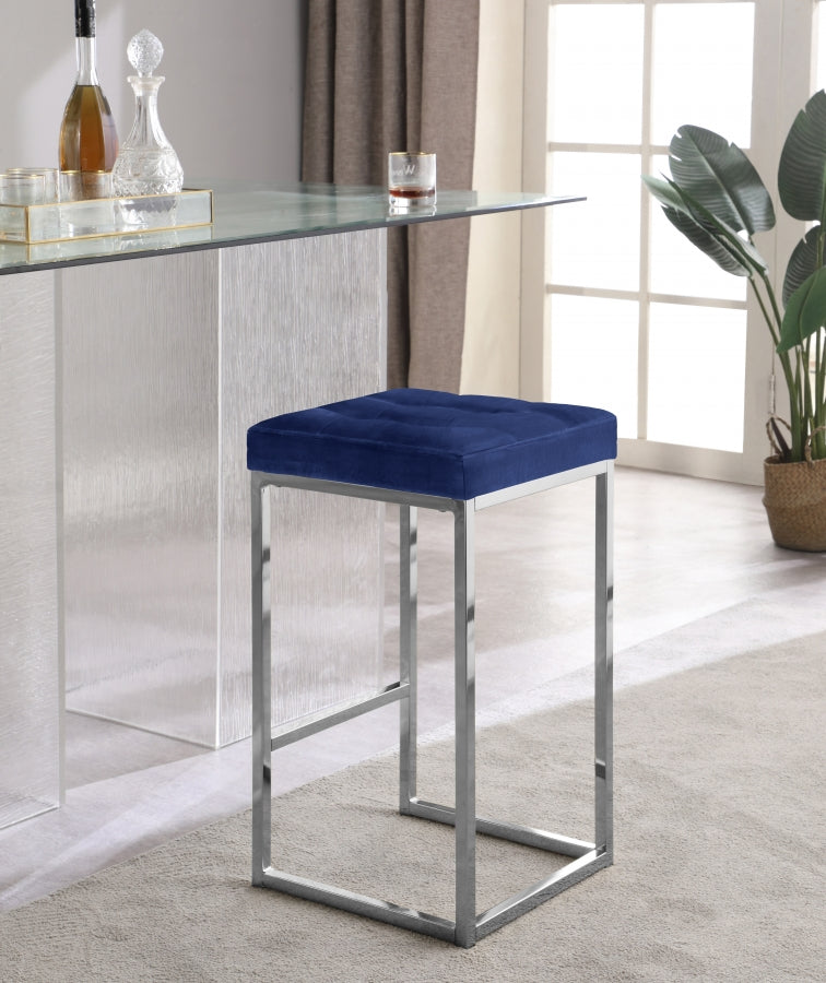 Nicola Blue Velvet Counter Stool, Set of 2 from Meridian - Luna Furniture