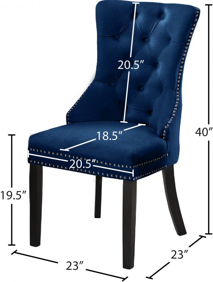 Nikki Blue Velvet Dining Chair, Set of 2 from Meridian - Luna Furniture