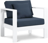 Nizuc Blue Outdoor Patio Aluminum Modular Arm Chair from Meridian - Luna Furniture