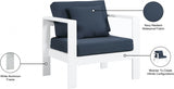 Nizuc Blue Outdoor Patio Aluminum Modular Arm Chair from Meridian - Luna Furniture