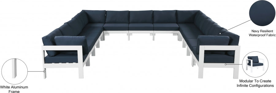 Nizuc Blue Outdoor Patio Aluminum Modular Sectional from Meridian - Luna Furniture