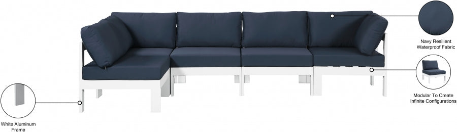 Nizuc Blue Outdoor Patio Aluminum Modular Sectional from Meridian - Luna Furniture