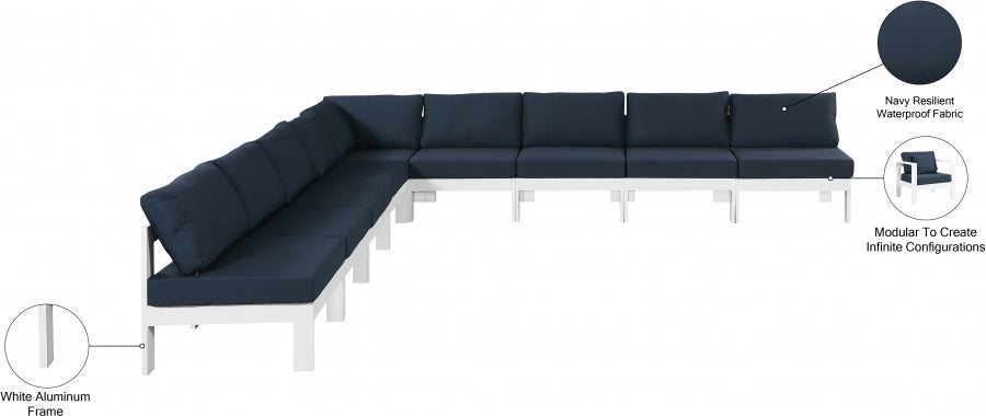 Nizuc Blue Outdoor Patio Aluminum Modular Sectional from Meridian - Luna Furniture