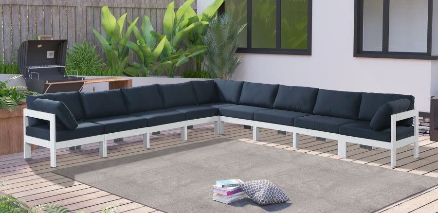 Nizuc Blue Outdoor Patio Aluminum Modular Sectional from Meridian - Luna Furniture