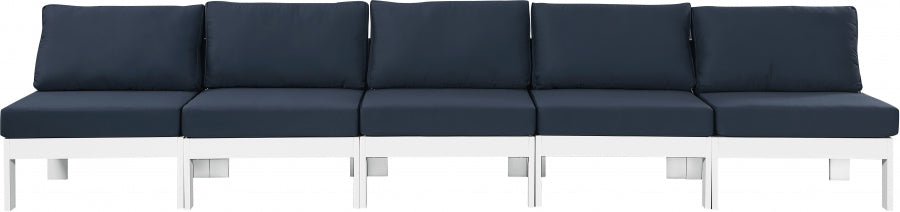 Nizuc Blue Outdoor Patio Aluminum Modular Sofa from Meridian - Luna Furniture