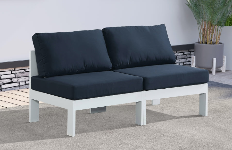 Nizuc Blue Outdoor Patio Aluminum Modular Sofa from Meridian - Luna Furniture